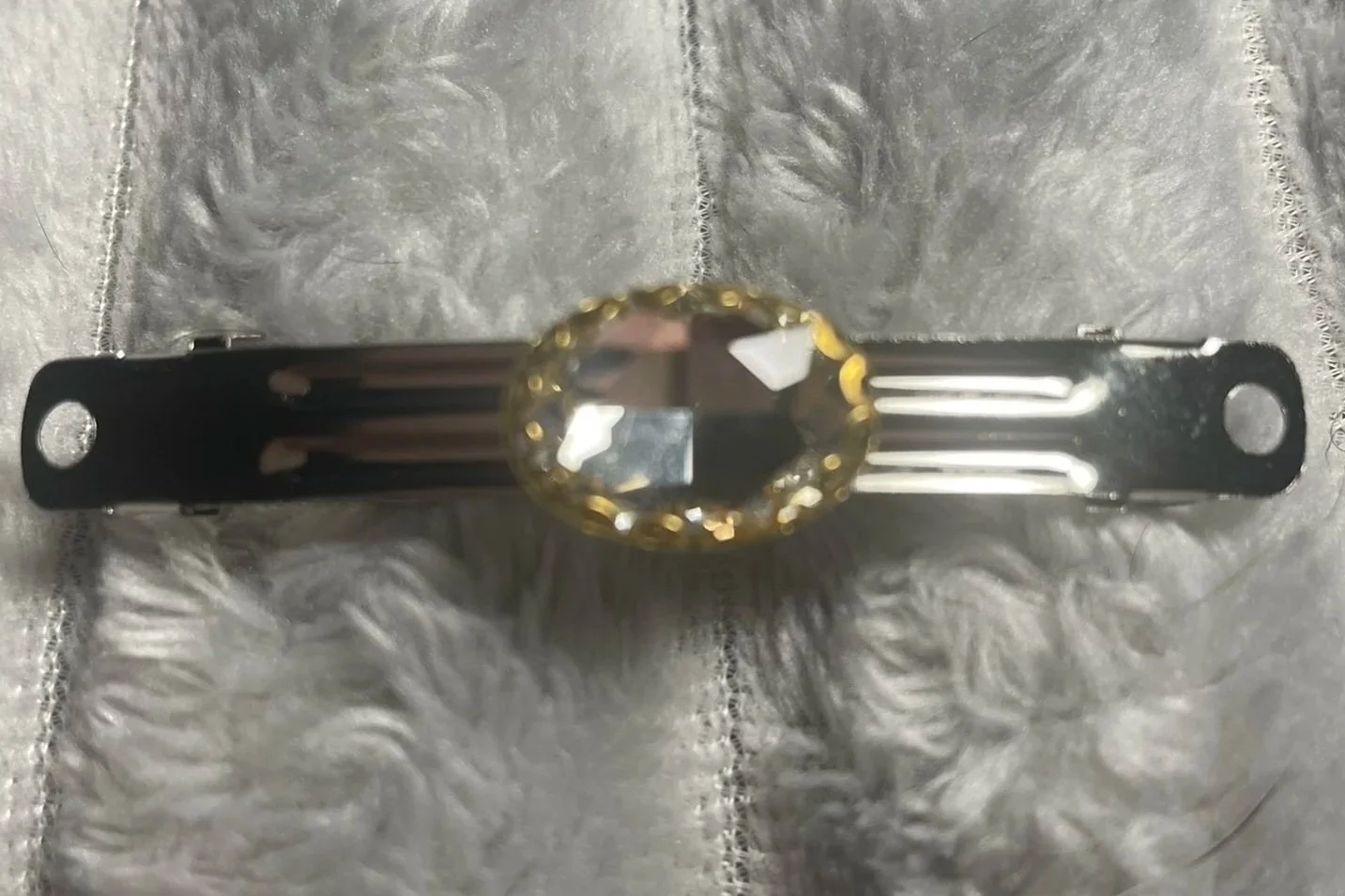 Hair Barrette, Large Clear Rhinestone