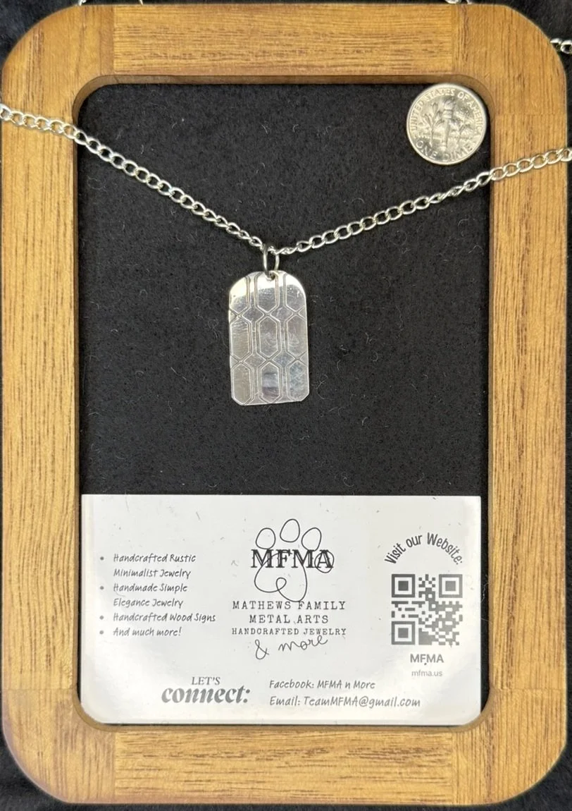 Silver long Hexagon Necklace - Handcrafted