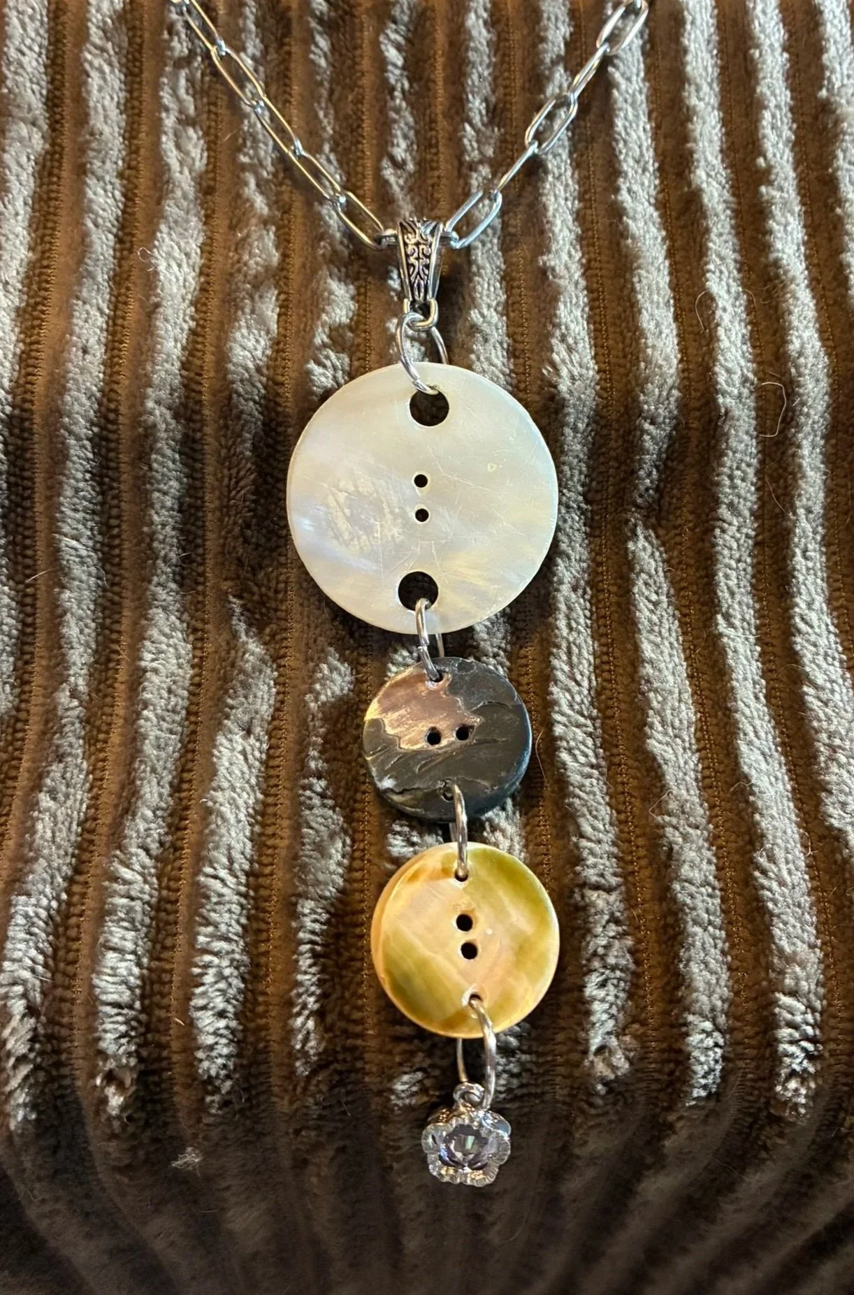 Vintage Button Charm Necklace