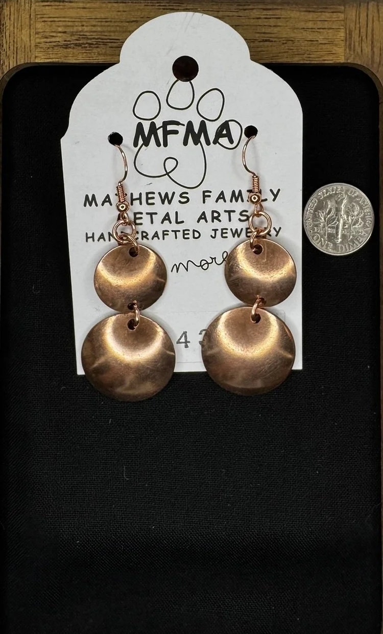 Copper Polished Double Coin Earrings  - Handcrafted