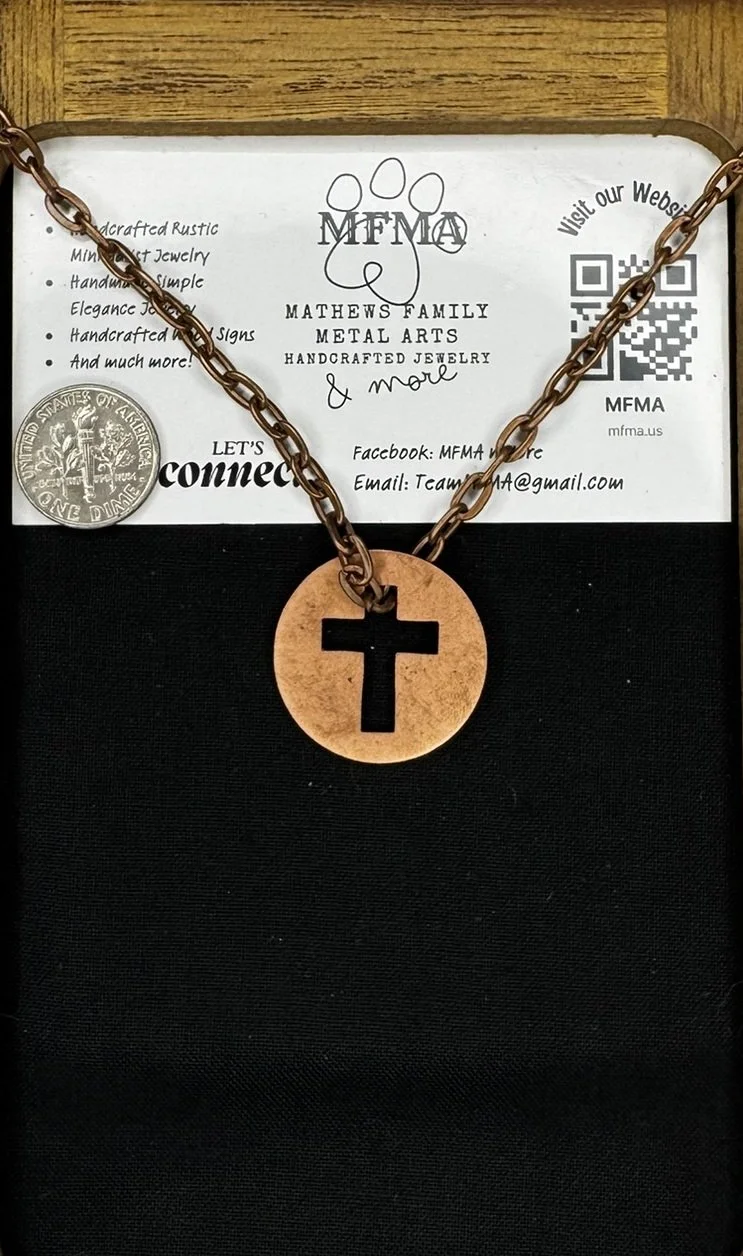 Copper Cross Coin Necklace - Handcrafted