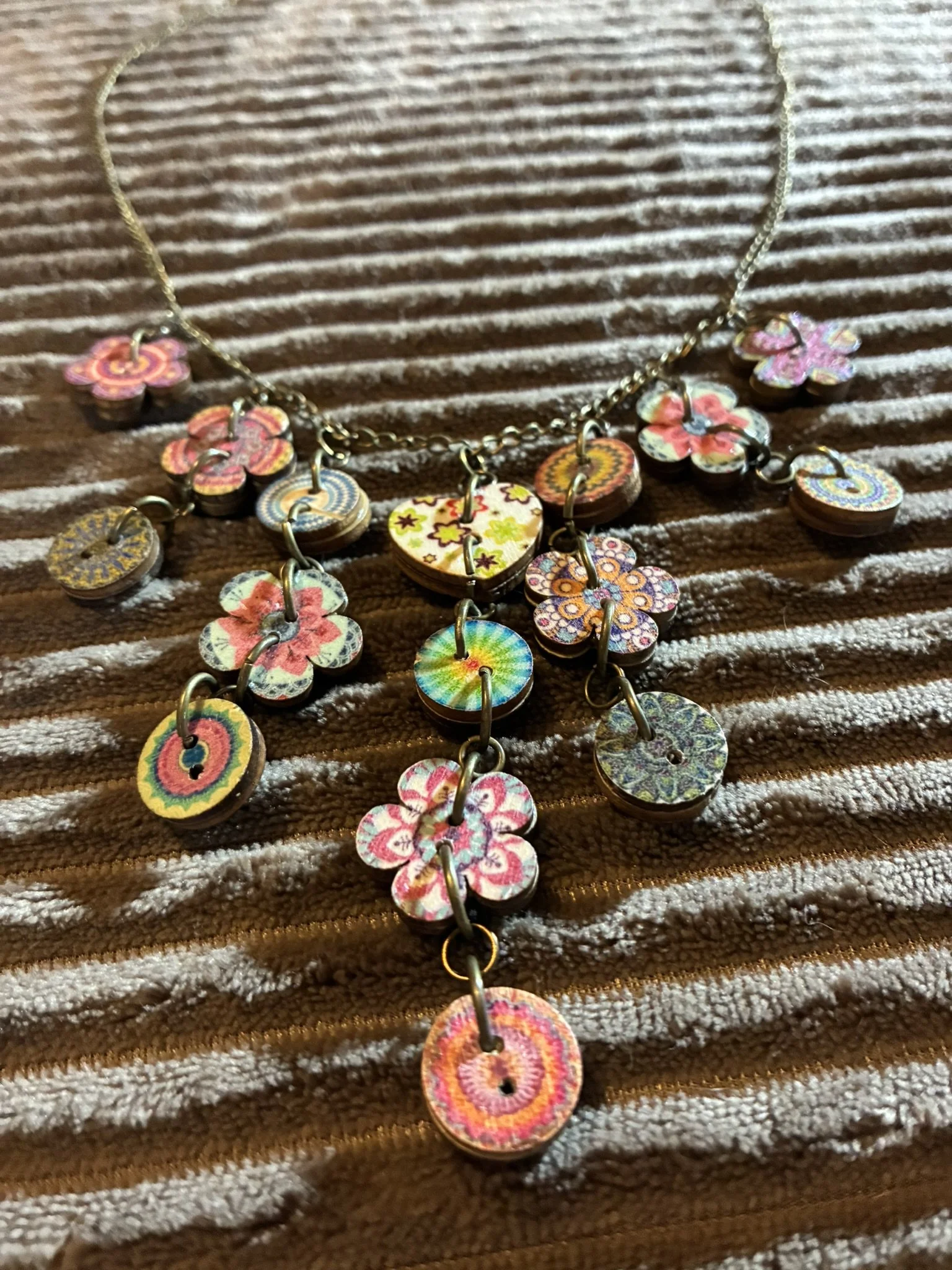 Quilt Series Wooden Button Necklace