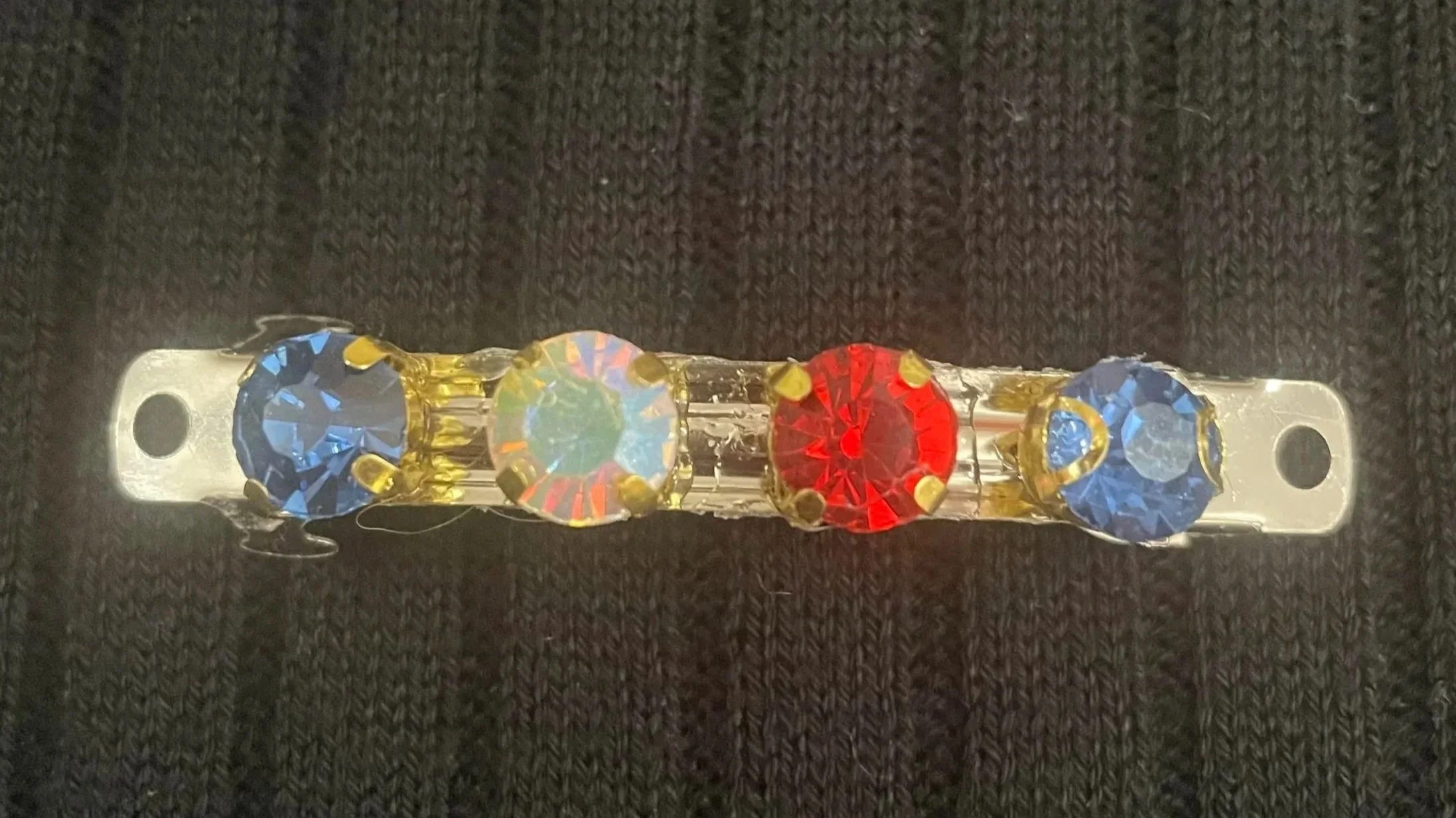 Hair Barrette, Red, White & Blue Jewels