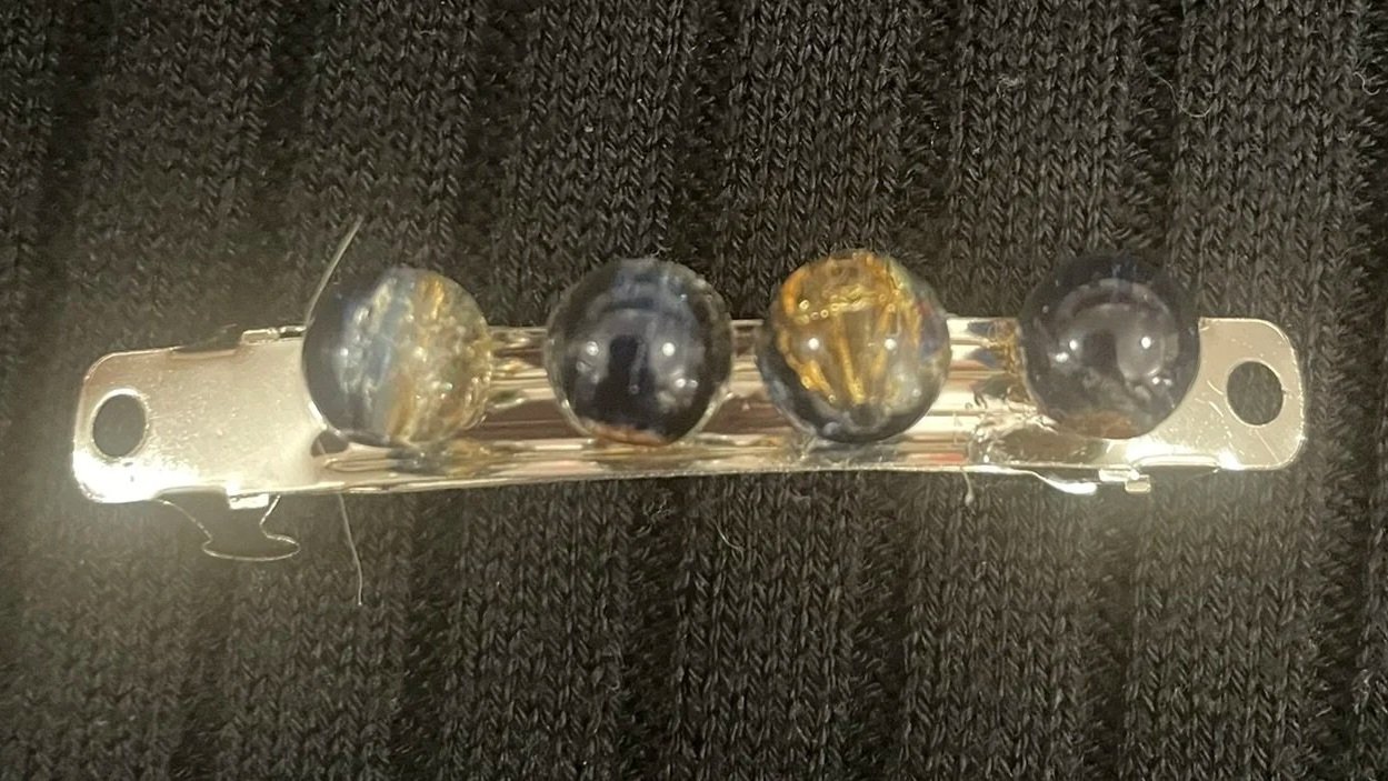 Hair Barrette, Blue/Gold