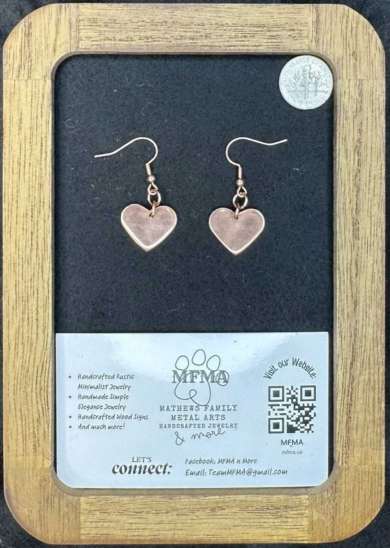 Copper Heart Small Earrings - Handcrafted