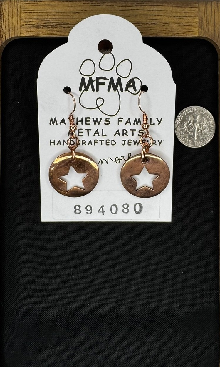 Copper Star Heart Small Earrings  - Handcrafted