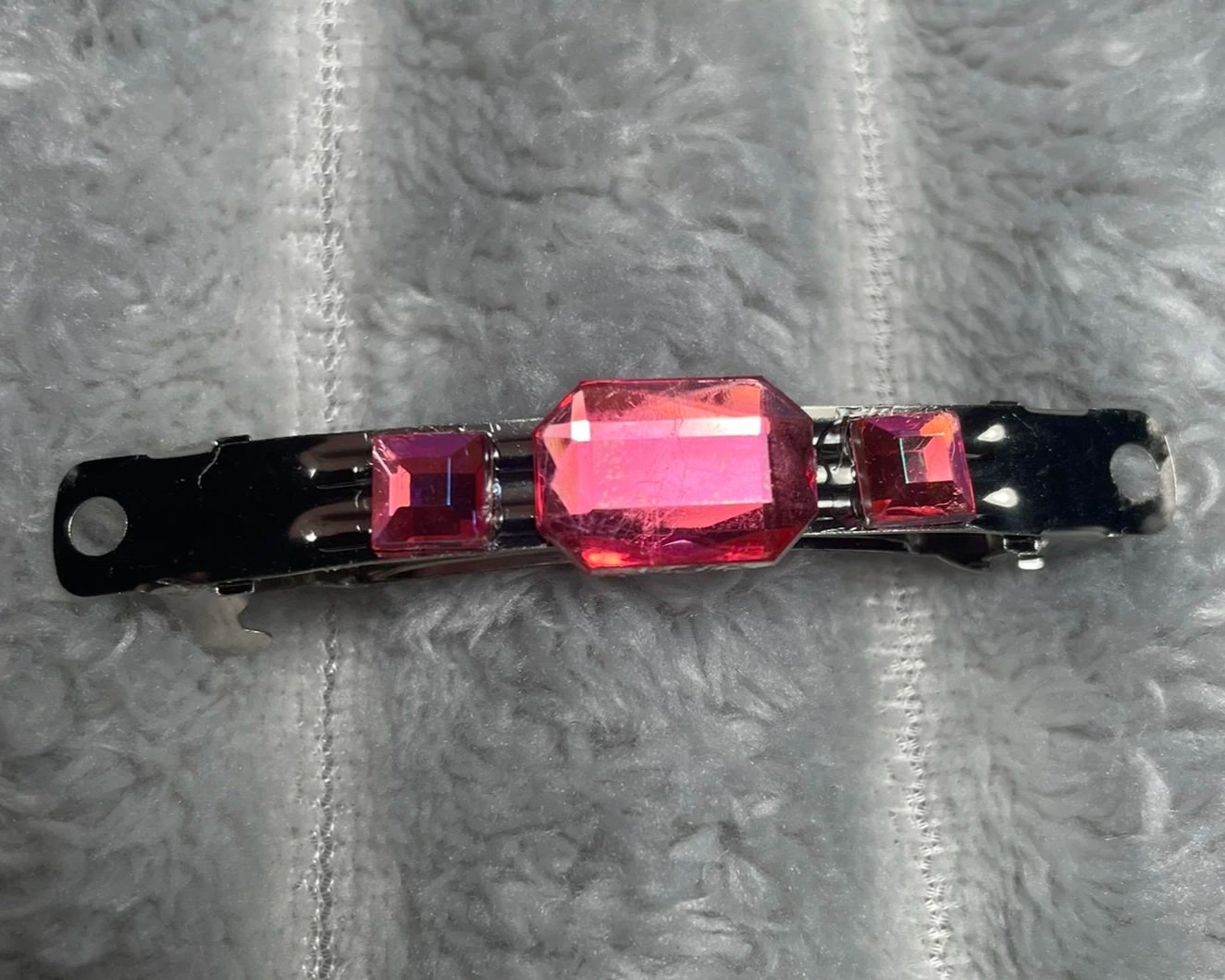 Hair Barrette, Red Rhinestones