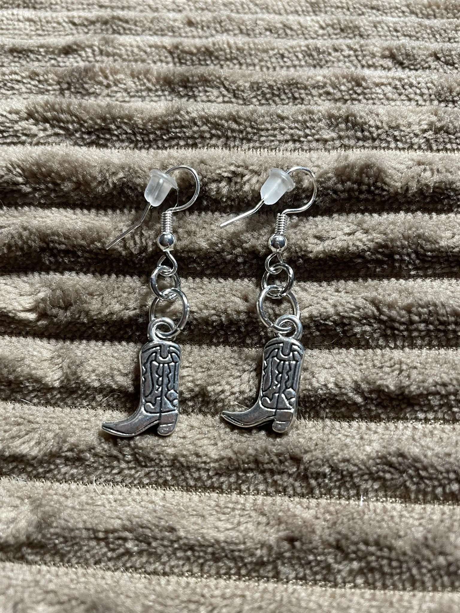 Earrings, Silver Color Metal Cowboy Boots