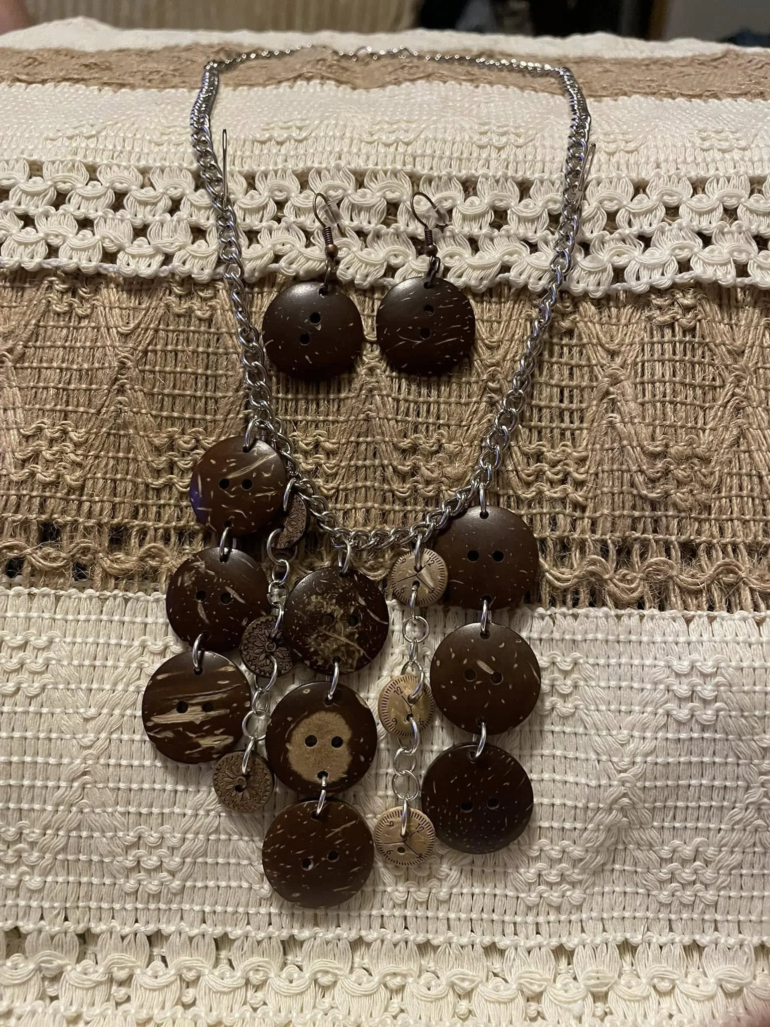 Coconut Shell Button Necklace