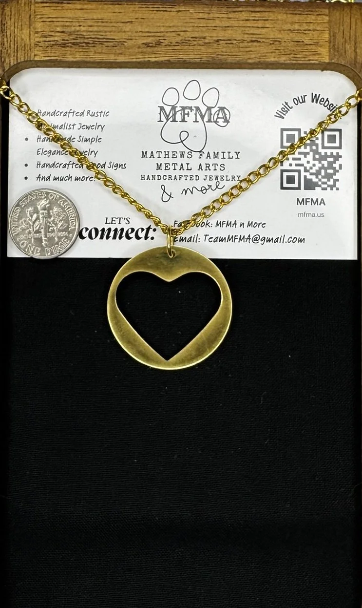 Brass Heart Coin Lg Necklace - Handcrafted