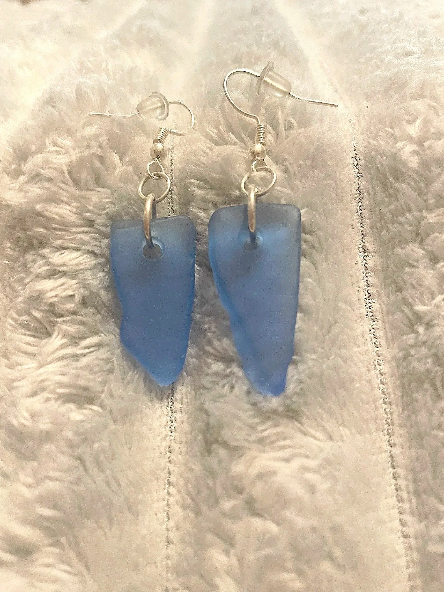 Earrings, Handcrafted, Cobalt Blue Sea Glass
