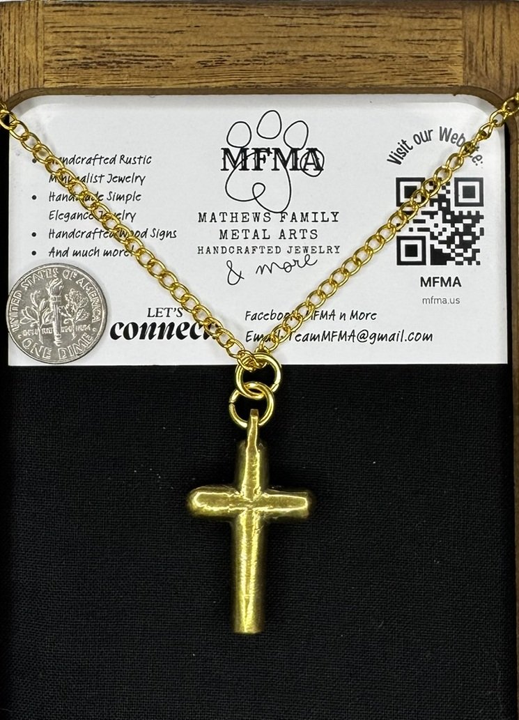 Brass Stick Cross Necklace - Handcrafted