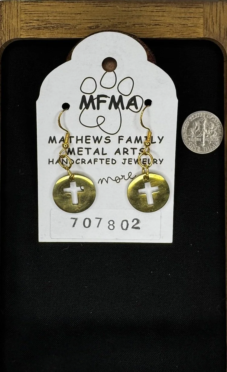 Brass Cross Coin Earrings - Handcrafted