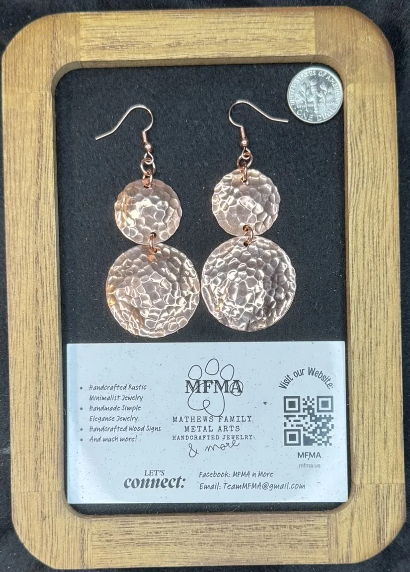 Copper Pounded Double Coin Earrings - Handcrafted