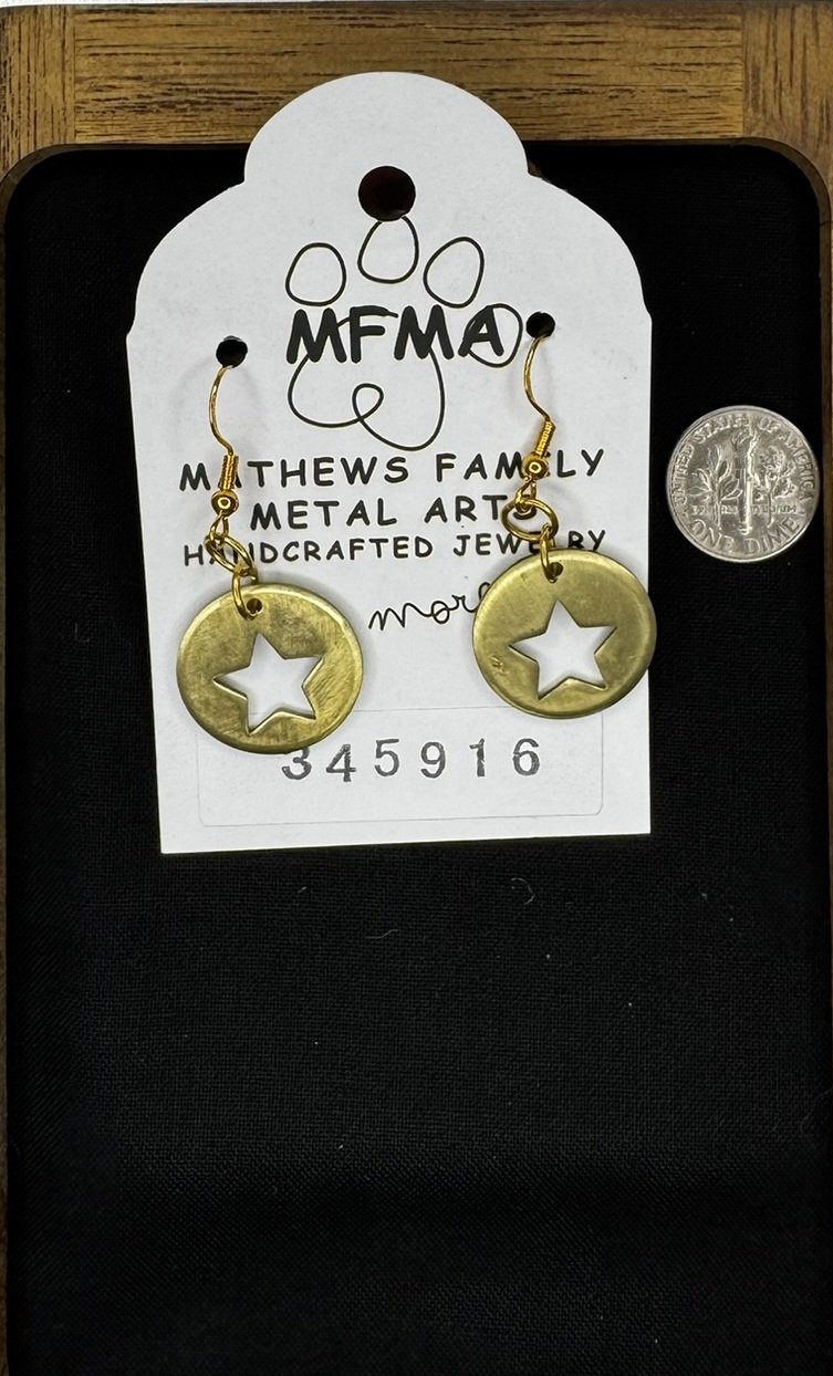 Brass Star Coin Small Earrings - Handcrafted