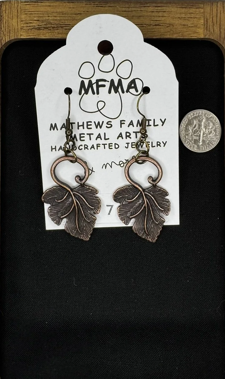 Copper Autumn Leaf Earrings - Handcrafted