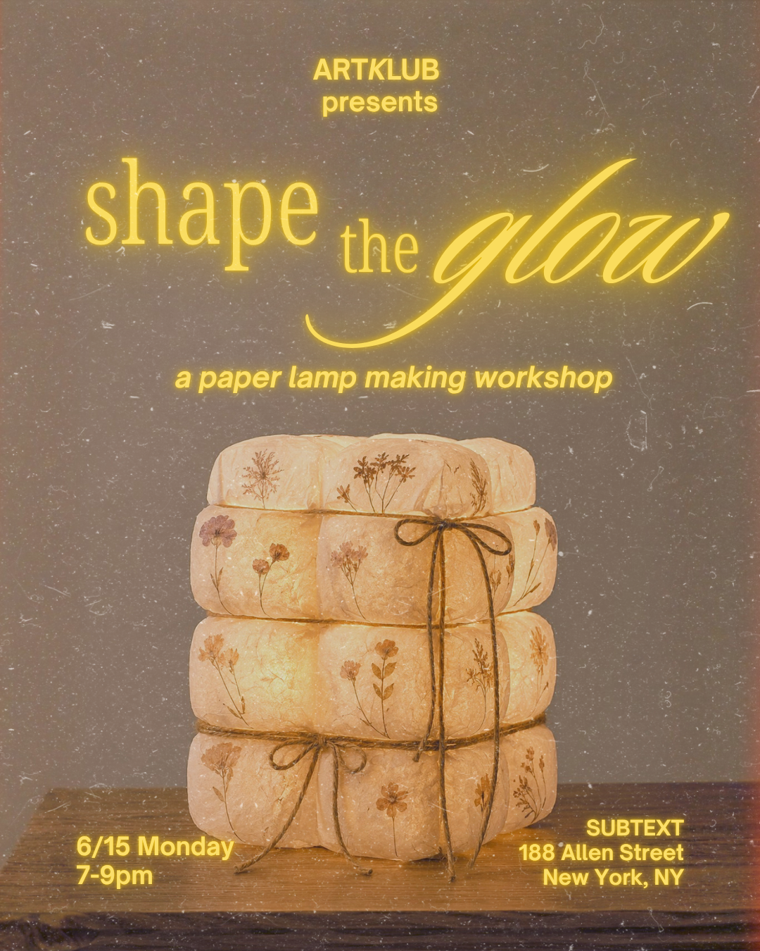 shape the glow: lamp making experience