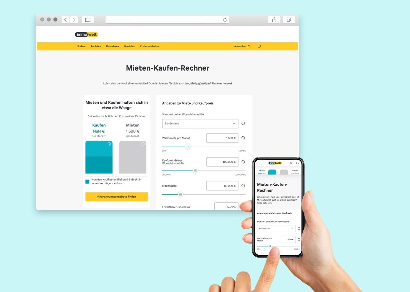 UX Konzept zur Vereinfachung eines komplexen Immobilien Rechners mit klarer Nutzerführung