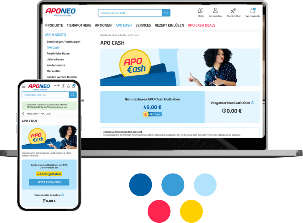UX Design Lösung für APONEO Loyalty Programm auf Desktop und Mobile