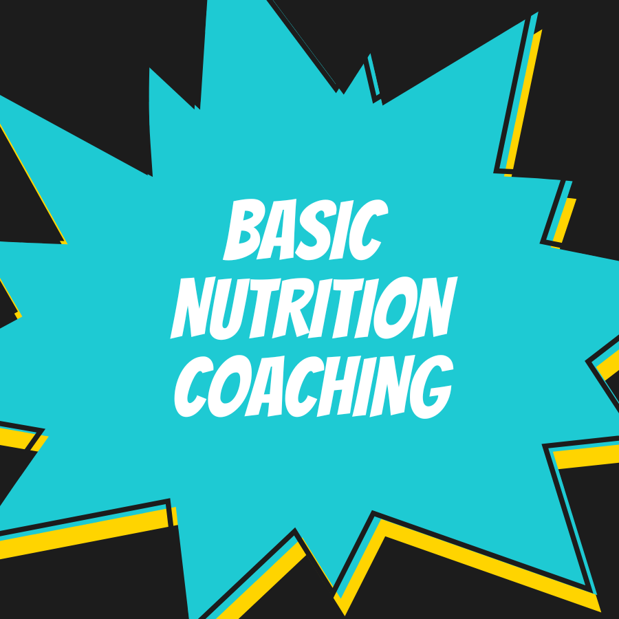 Color burst with text saying Basic Nutrition Coaching