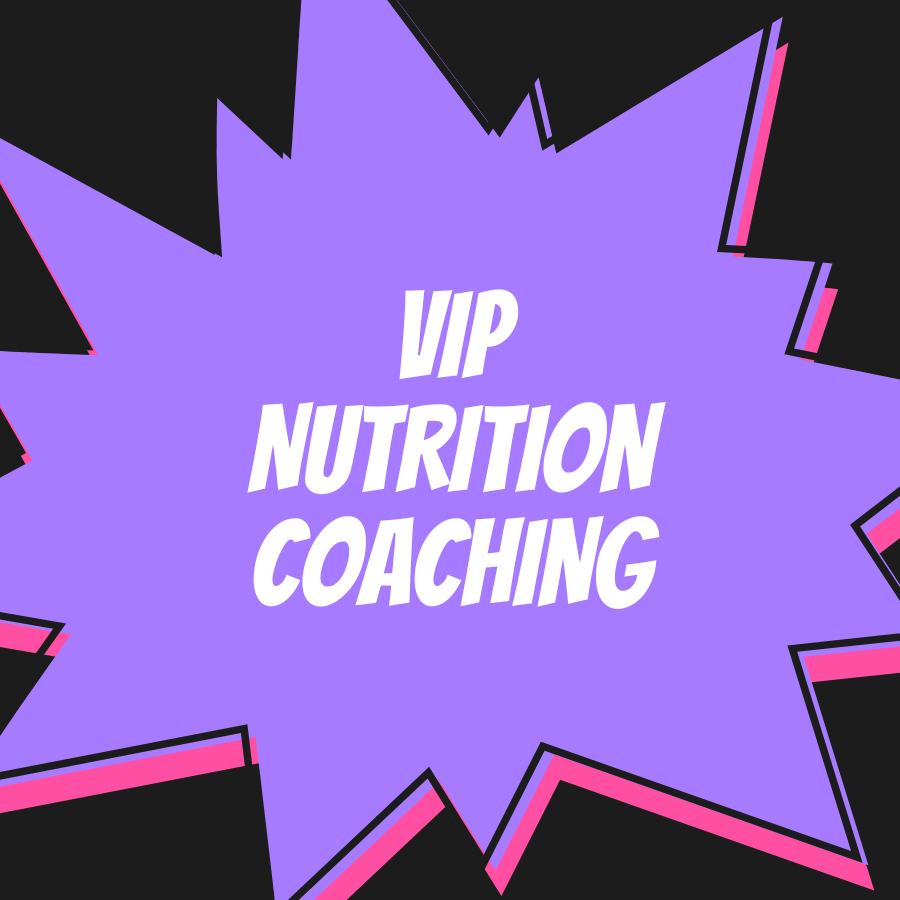 Color burst with text saying VIP Nutrition Coaching