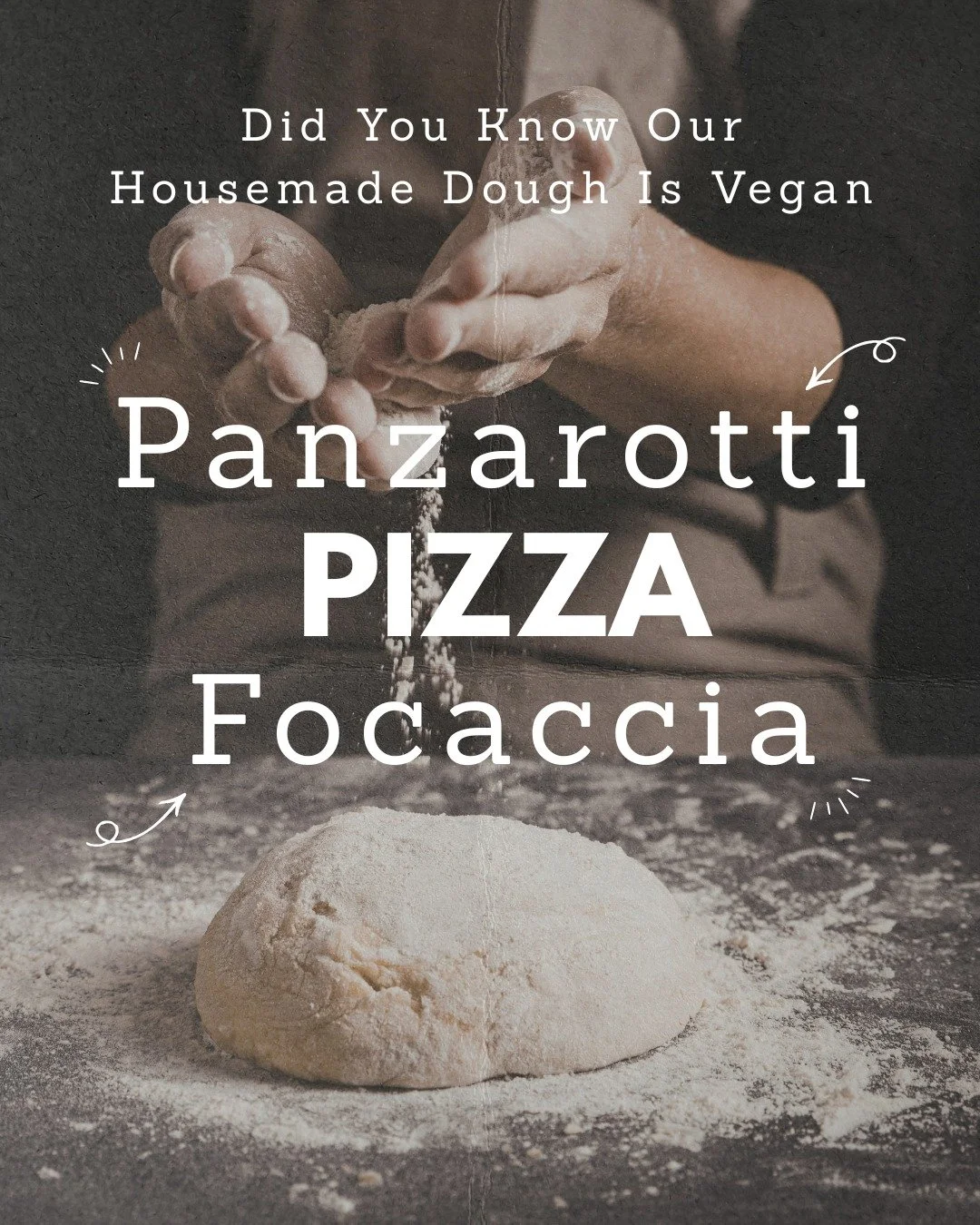 Did you know our housemade dough is vegan? 🌱 Whether you're craving pizza, panzarotti, or focaccia, enjoy a delicious meal that's kind to the planet. 🍕✨