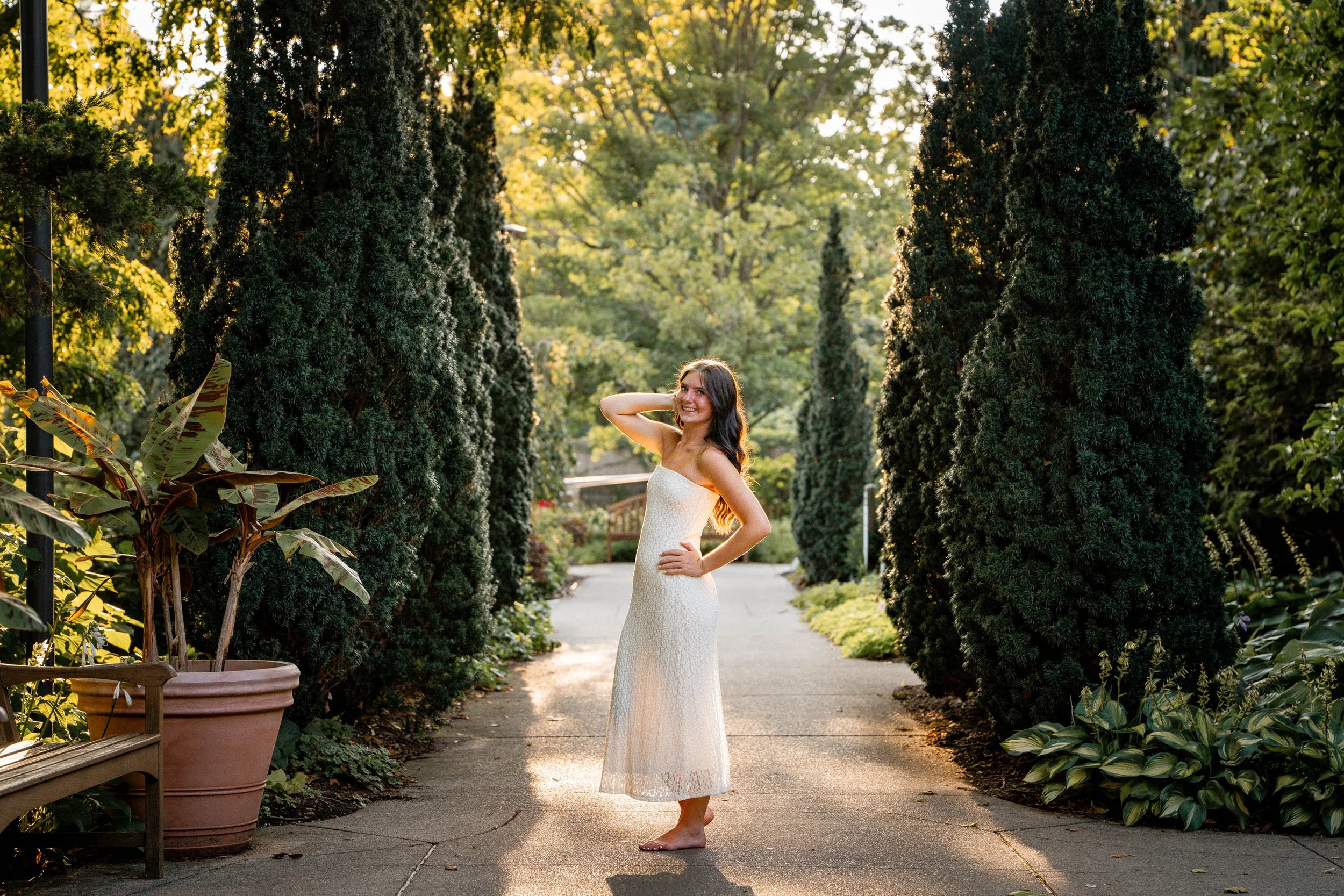 senior girl in a white dress