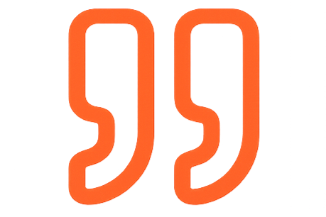 Red quotation marks on a black background.