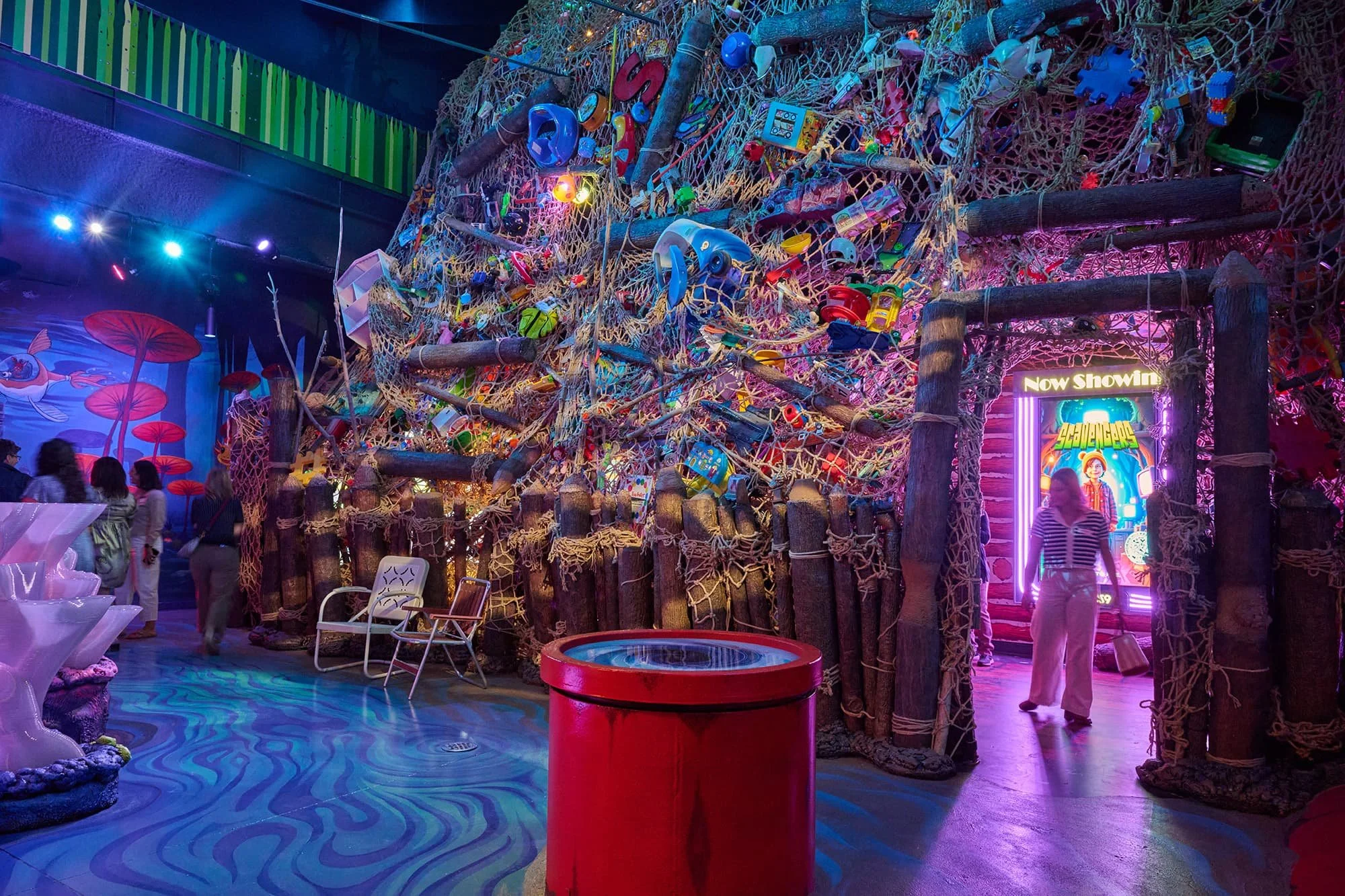 An immersive themed room that looks like a beaver den inside of Atlas9