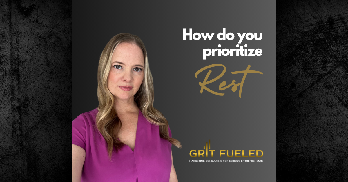 Woman in purple, looking at camera, headline reads, how do do you prioritize rest