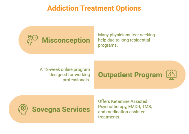 Slide with descriptions of the different treatment options at Sovegna