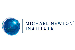 Logo of the Michael Newton Institute with a blue globe and the institute's name.
