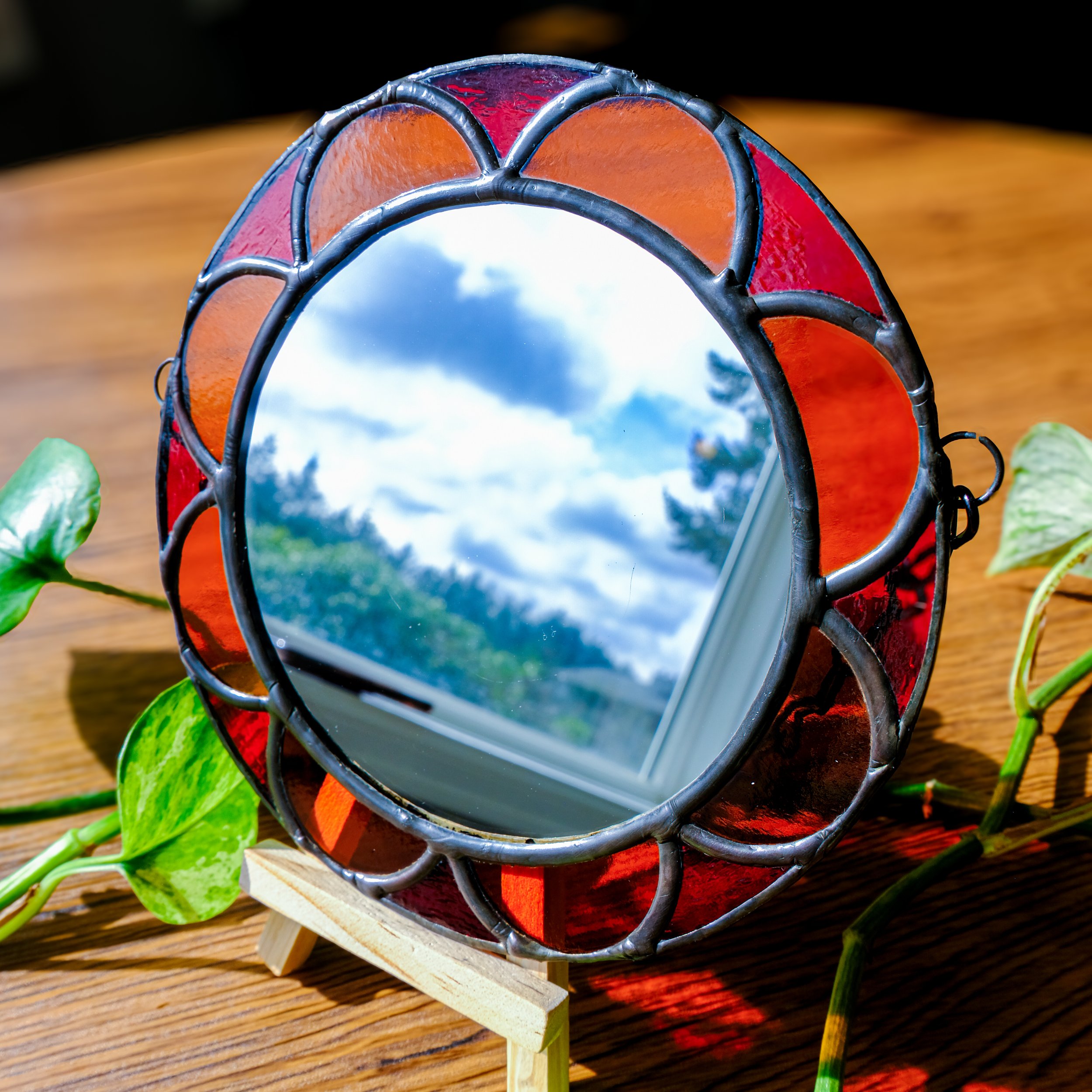 Floral Stained Glass Mirror