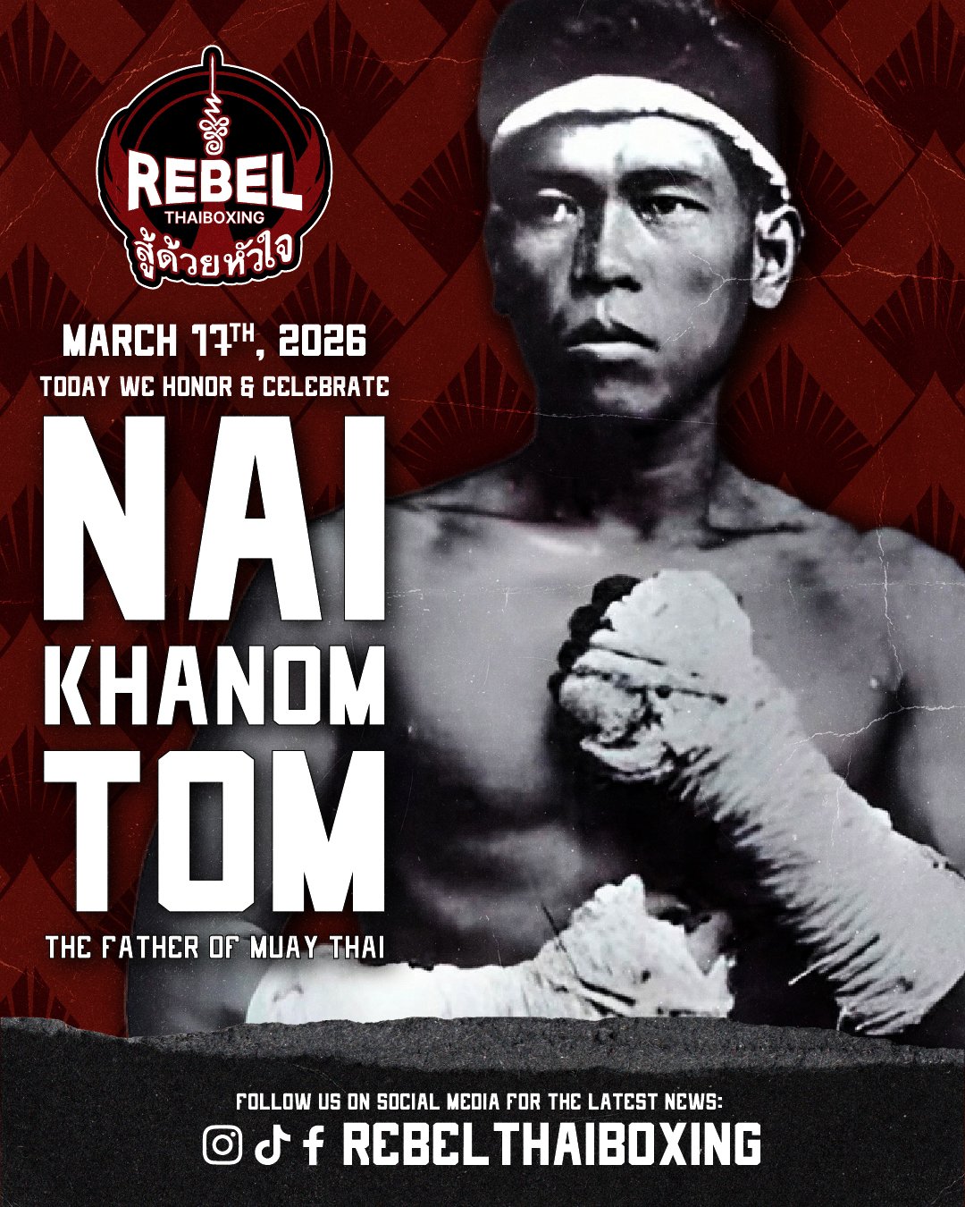 Today we honor Nai Khanom Tom, one of the most legendary figures in Muay Thai history. 🥊

Known as the father of Muay Thai, Nai Khanom Tom is remembered for his skill, courage, and the story that helped bring recognition to the art centuries ago. Hi