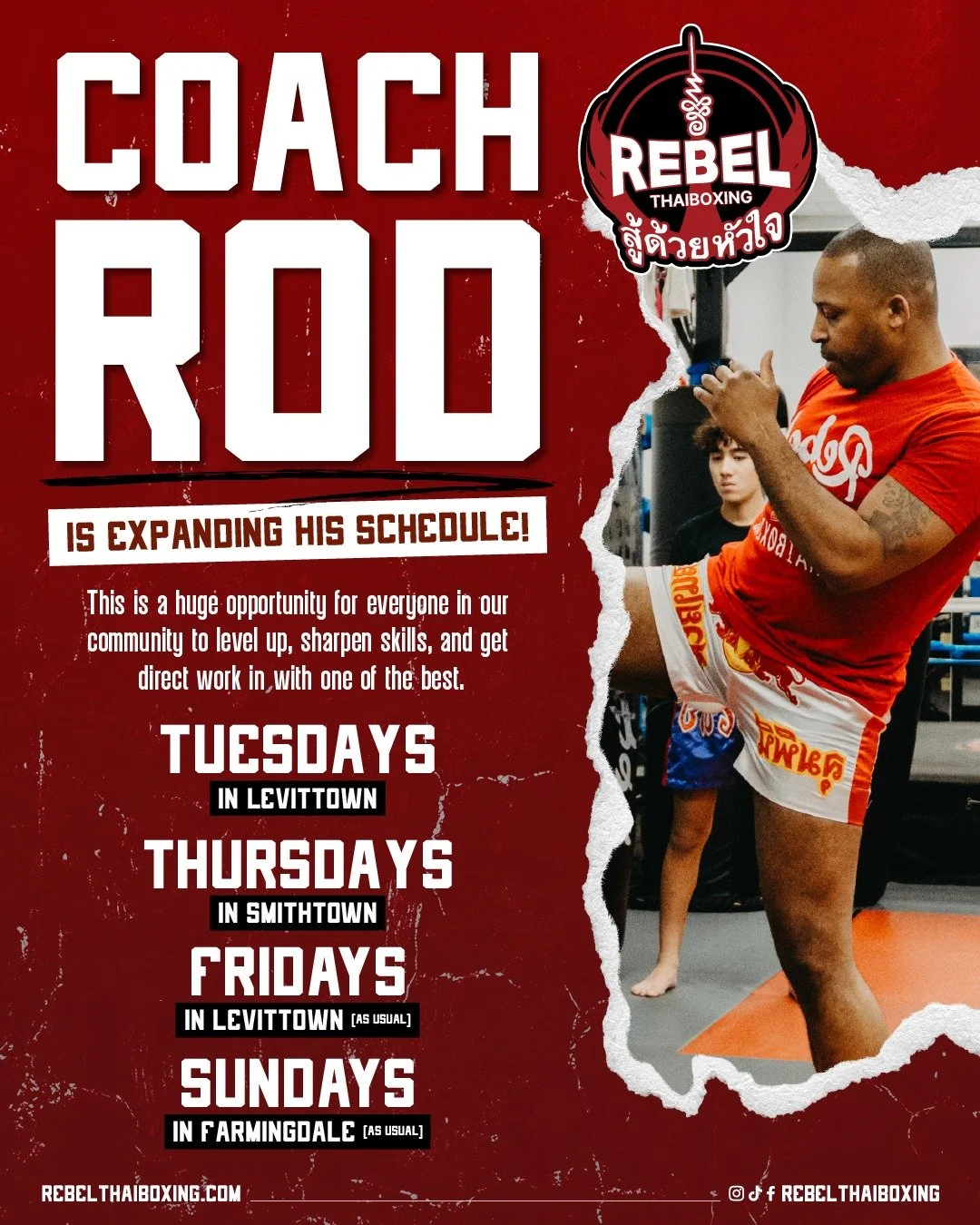 Head Coach Rod is expanding his coaching schedule, which means more opportunities to train, sharpen your skills, and get rounds in with one of the best.

Catch him here:
Tuesdays &mdash; Levittown
Thursdays &mdash; Smithtown
Fridays &mdash; Levittown