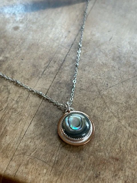 Abalone, Copper, Sterling Silver Necklace