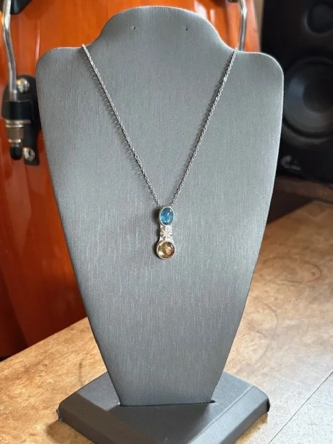 Sterling Silver, Kyanite, Smoky Quartz Necklace