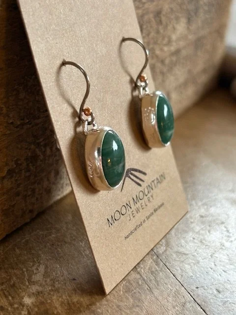 Sterling Silver, Brass, Copper, Bogwood Jasper Earrings