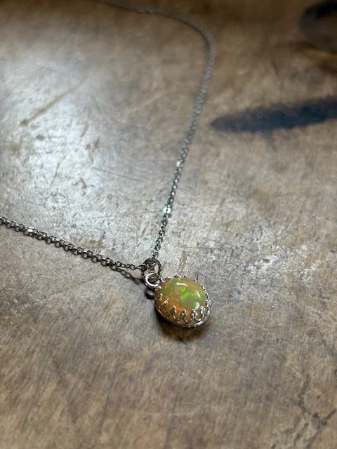 Opal, Sterling Silver Necklace