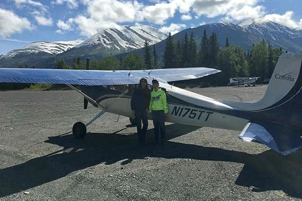 Kenai Peninsula mountain landscape from training flight, Alaska Float Training aerial view