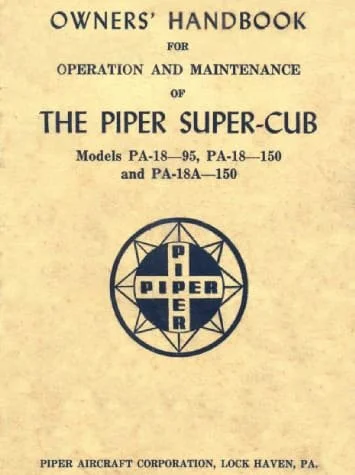 Piper PA-18 Super Cub Owners Handbook cover, free PDF download for Alaska Float Training students