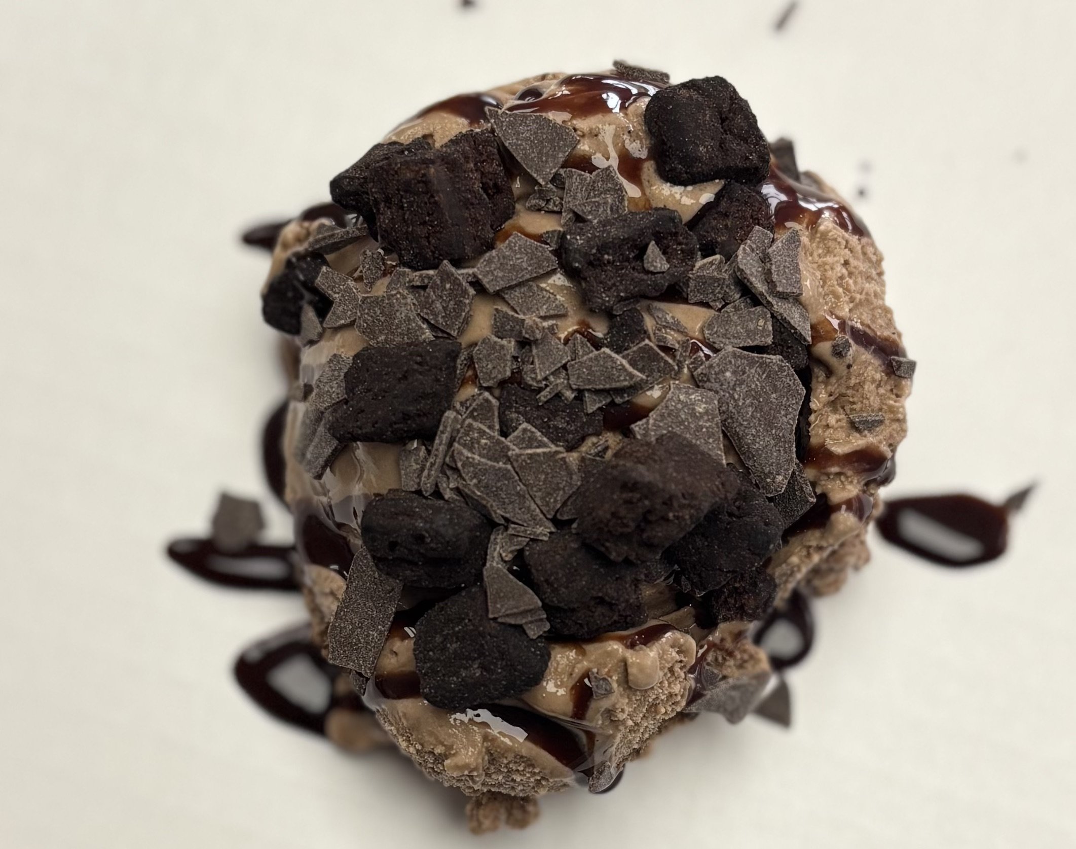 Death by Chocolate- Chocolate Frozen Custard with Chocolate Syrup, Fudge Brownies, and Chocolate Flakes