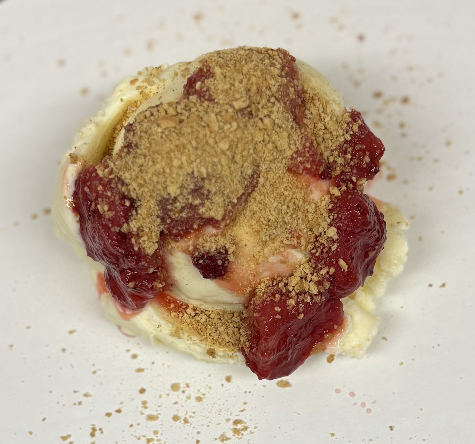 Strawberry Cheesecake- Cheesecake Frozen Custard with Strawberries and Graham Crackers