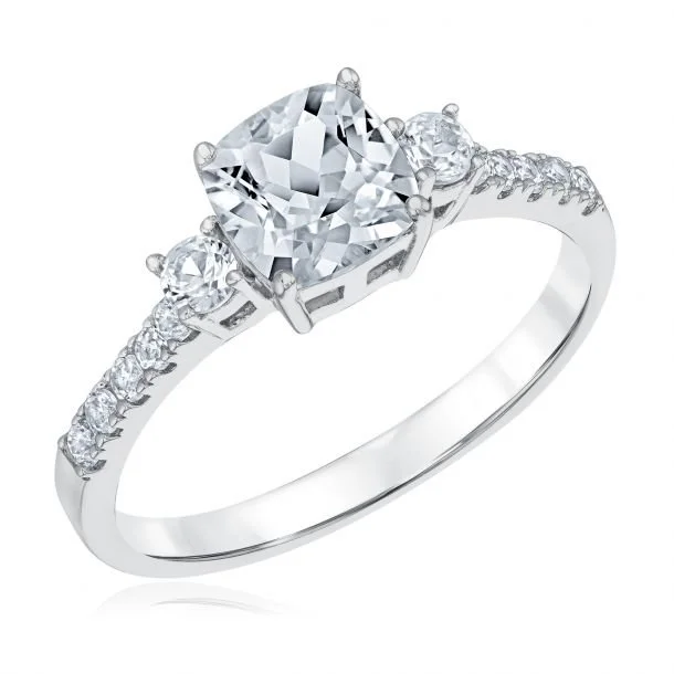 White Sapphire Sterling Silver Ring