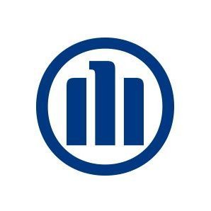 Logo mit drei vertikalen blauen Balken in einem Kreis