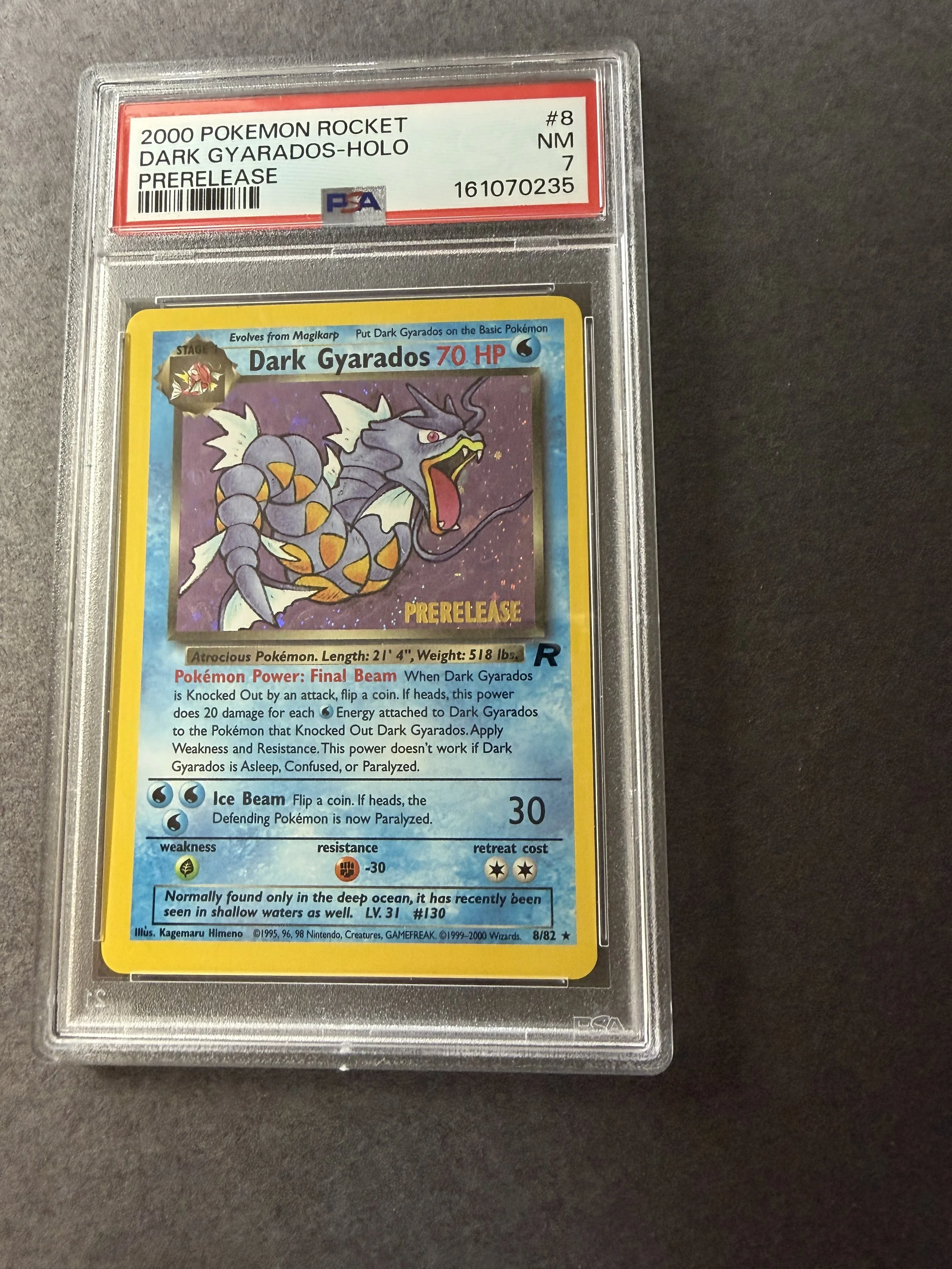 Dark Gyarados Prerelease Stamp PSA 7