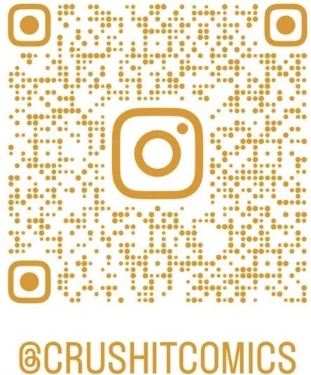 Instagram QR code with the username '@CRUSHITCOMICS' displayed below