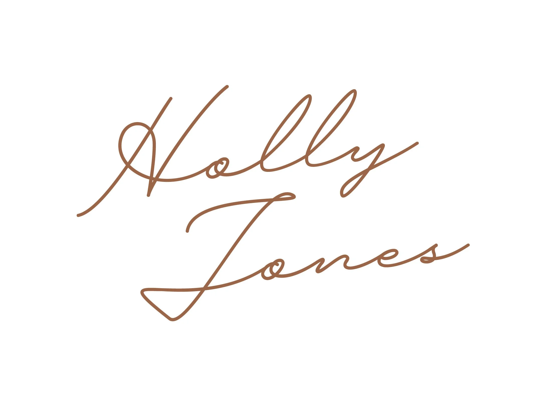 Brown cursive text reading 'Hello' on a white background.