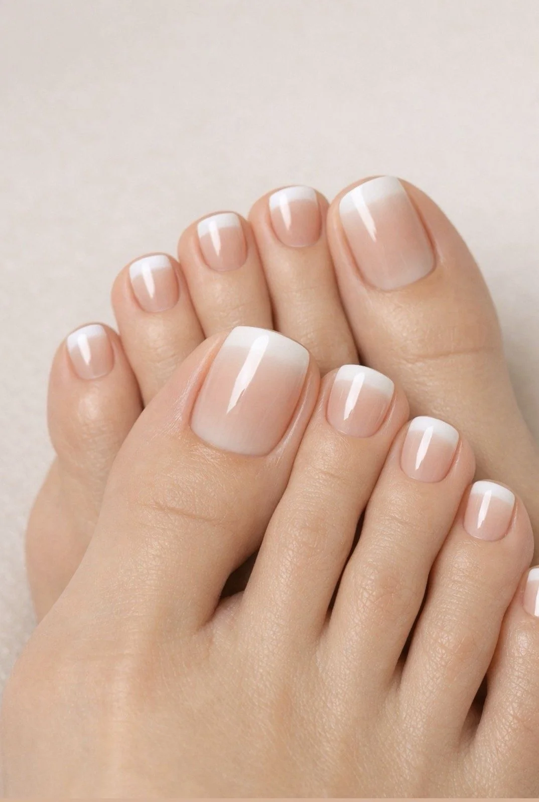 Tvarkingas prancūziškas manikiūras baltais galiukais salone „Edita“.