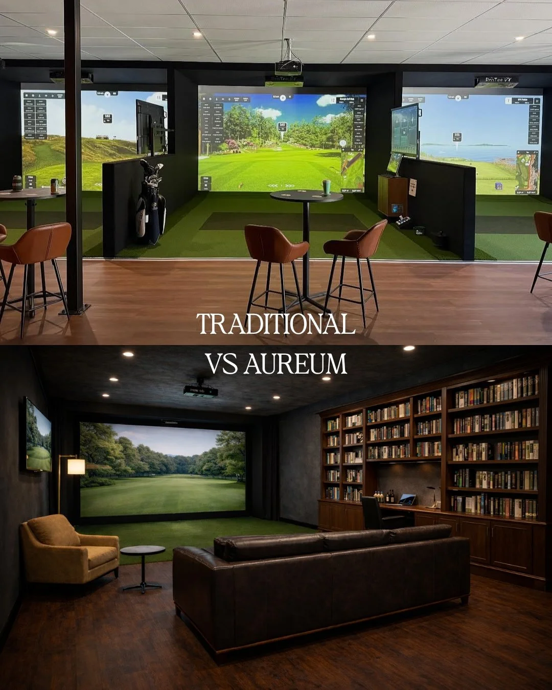 Not all indoor golf experiences are built the same.

Traditional facilities prioritize traffic and turnover. Aureum prioritizes privacy and performance.

Public access vs reserved bays.
Open traffic vs controlled environment.
Limited hours vs 24-hour